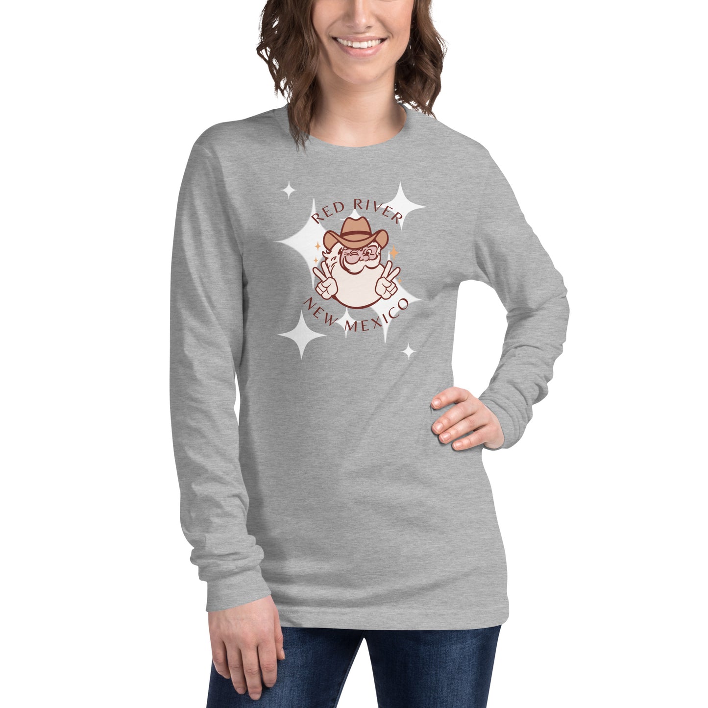 Cool Western Santa Red River, New Mexico Long Sleeve T-Shirt