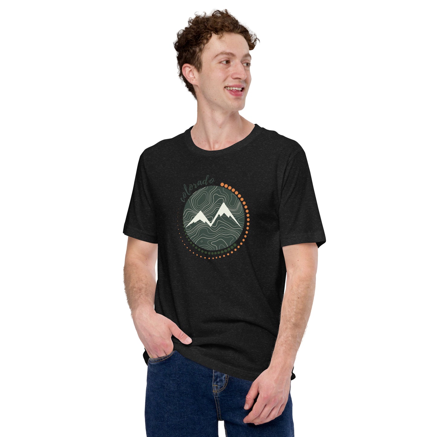 explore colorado tshirt t-shirt bella canvas graphic camp camping outside outdoors clothing comfy elevation climb hike hiking mountain peak topography map