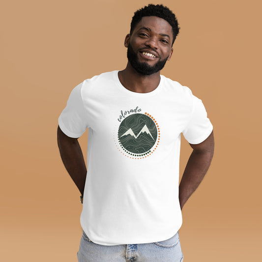 explore colorado tshirt t-shirt bella canvas graphic camp camping outside outdoors clothing comfy elevation climb hike hiking mountain peak topography map