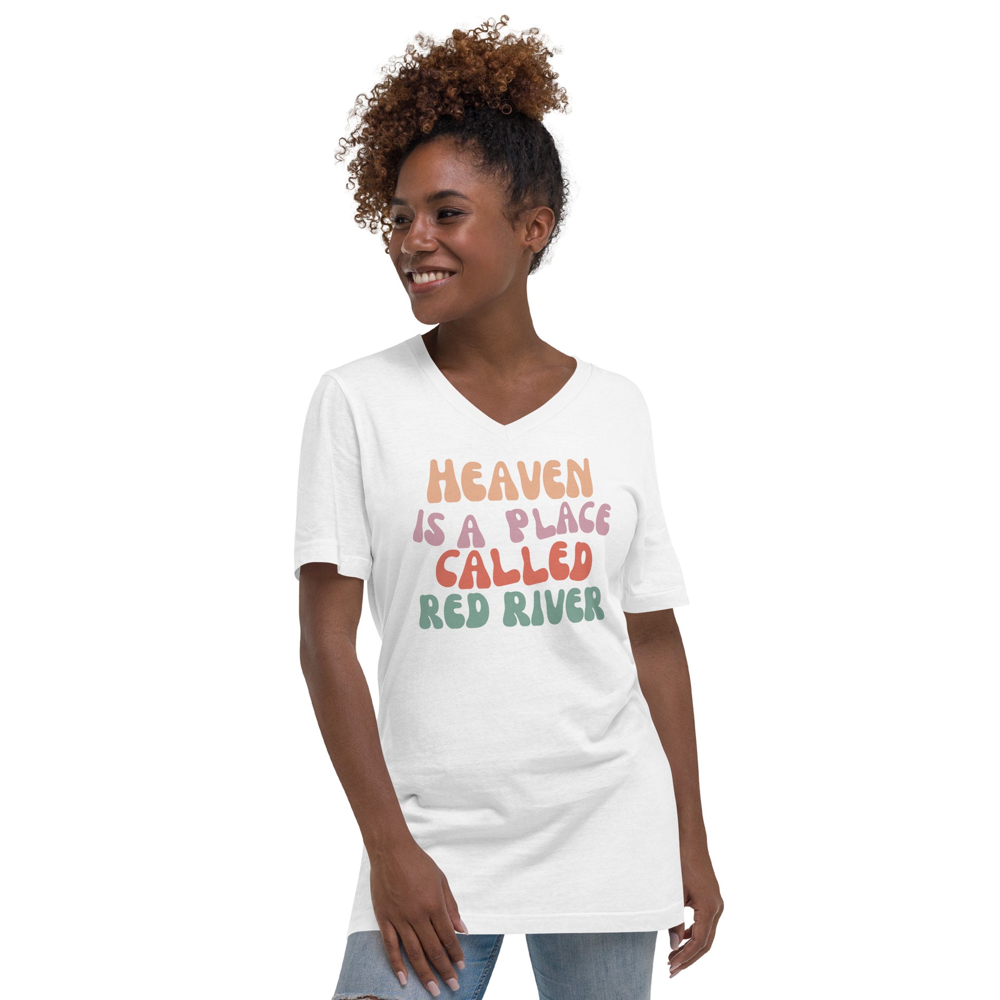 red river, new mexico, heaven is a place, t-shirt, tshirt, shirt, clothing, vneck, unisex, bella canvas, colorful, mountain town, travel, summer, vacation