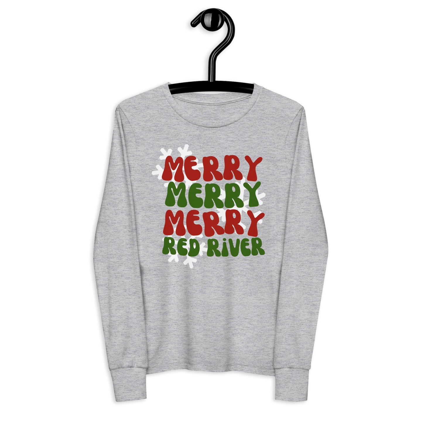 Merry Red River Holiday Red Green Snow Kids / Youth Long Sleeve T-Shirt